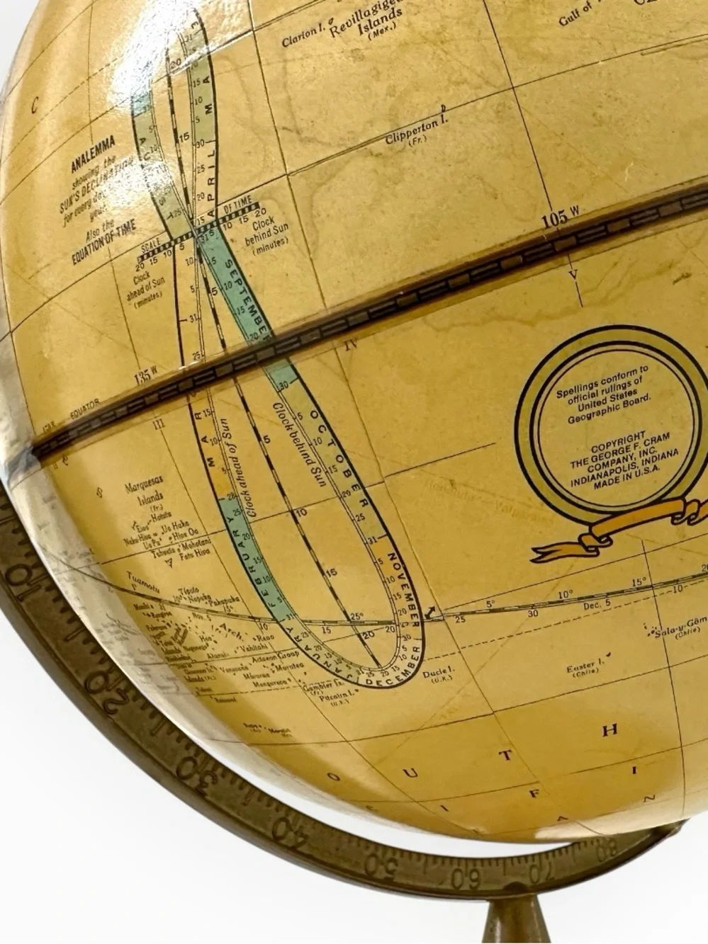 Vintage 1960s Cram’s Imperial 12” World Globe Wood Base Raised Relief USA